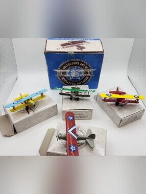 Vintage Readers Digest Miniature Biplanes Complete Set of 4 Diecast Plane IN BOX
